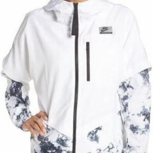 Nike International Hooded Layered Jacket Full Zip Up White Women's